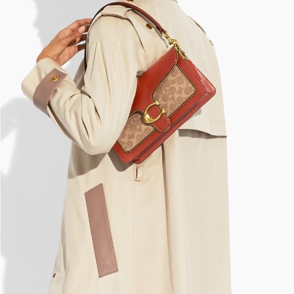 ❤️ Coach Tabby 6793 Shoulder Bag 26 Beige In Signature Canvas With Beadchain - Picture 6 of 7